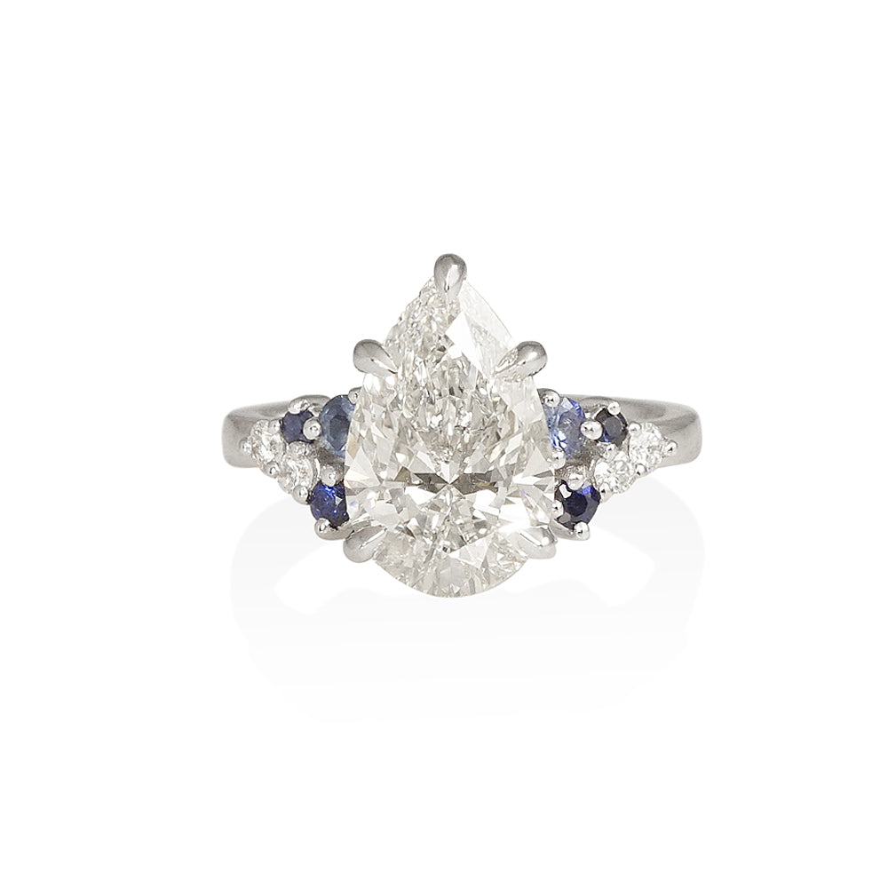 Pear with Side Cluster Engagement Ring for Nikhitha