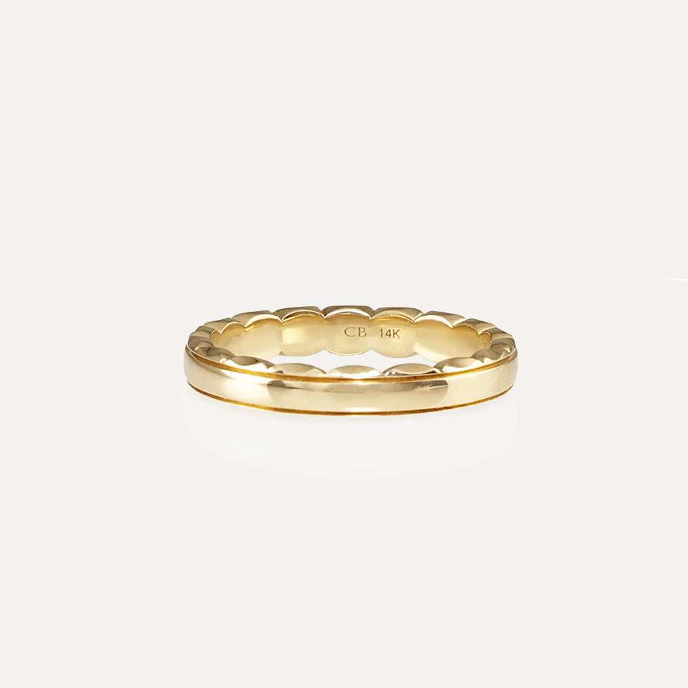 14K Yellow Gold Scalloped Women's Ring