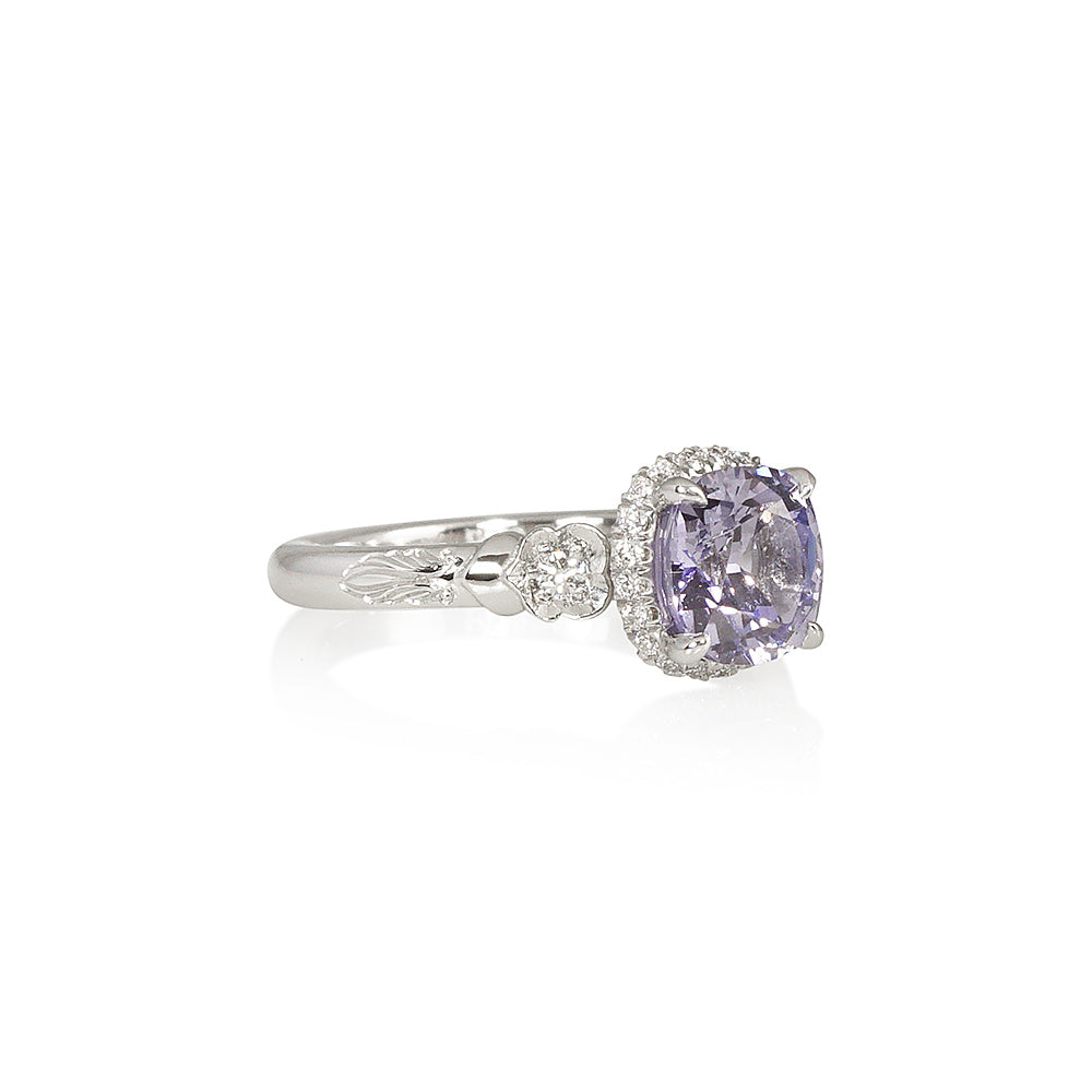 Purple Sapphire with Angel Wings Engagement Ring for Phuong