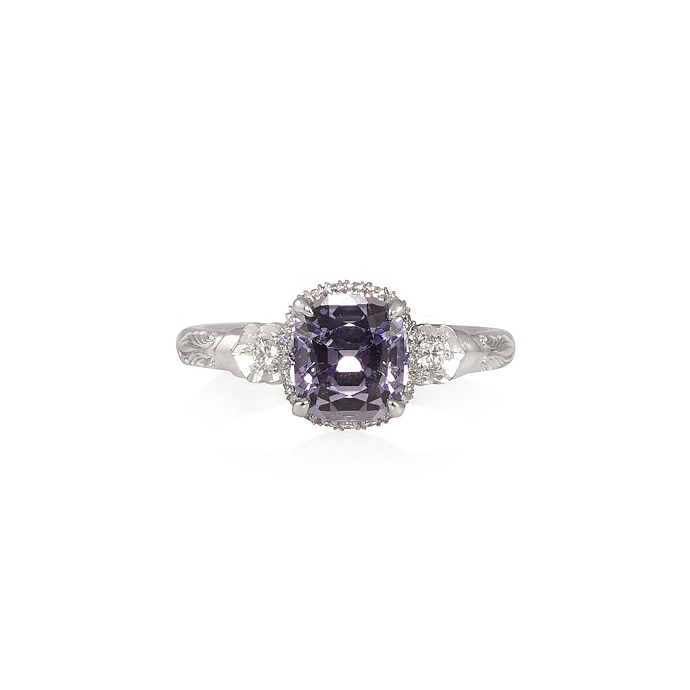 Purple Sapphire with Angel Wings Engagement Ring for Phuong