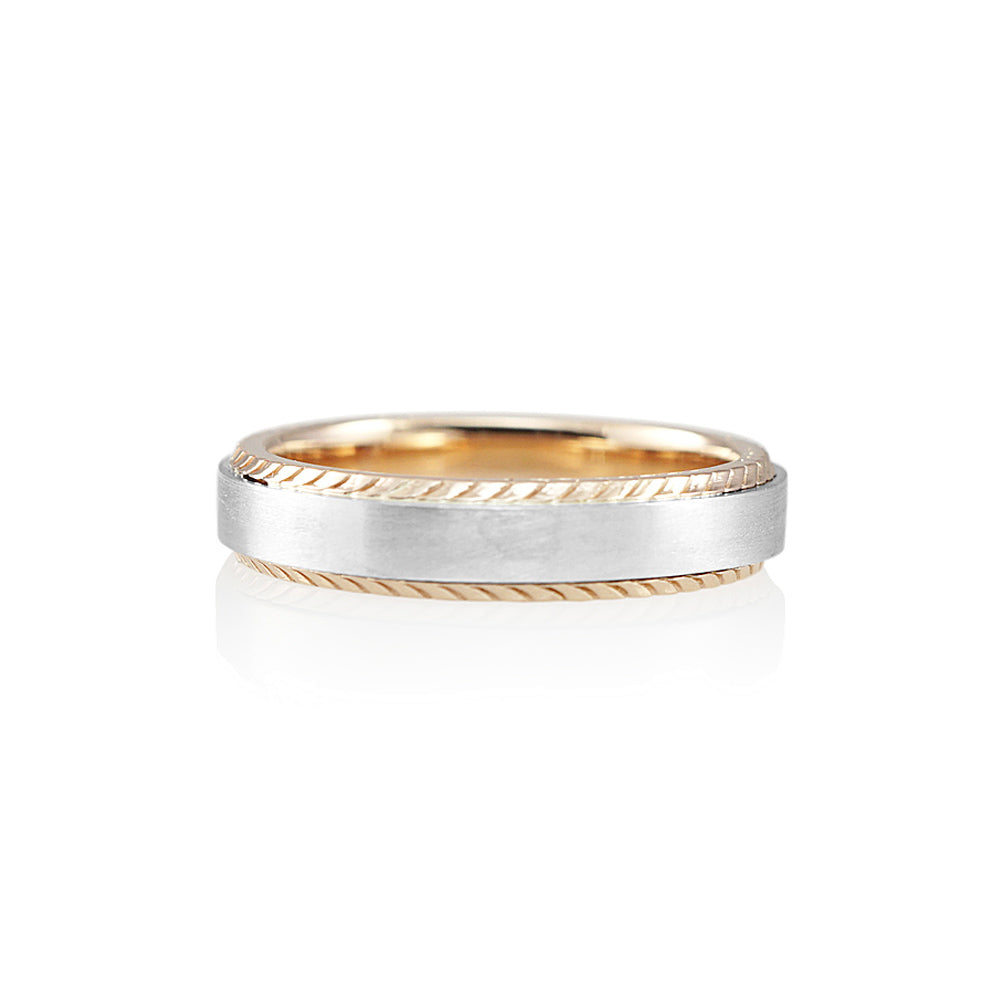 Platinum and Textured Rose Gold Men's Wedding Band for Grant