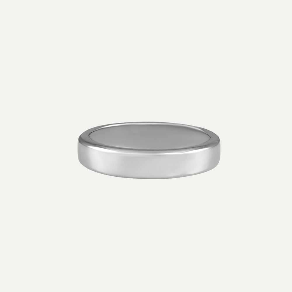 Platinum Flat and Round Men's Wedding Band Ring