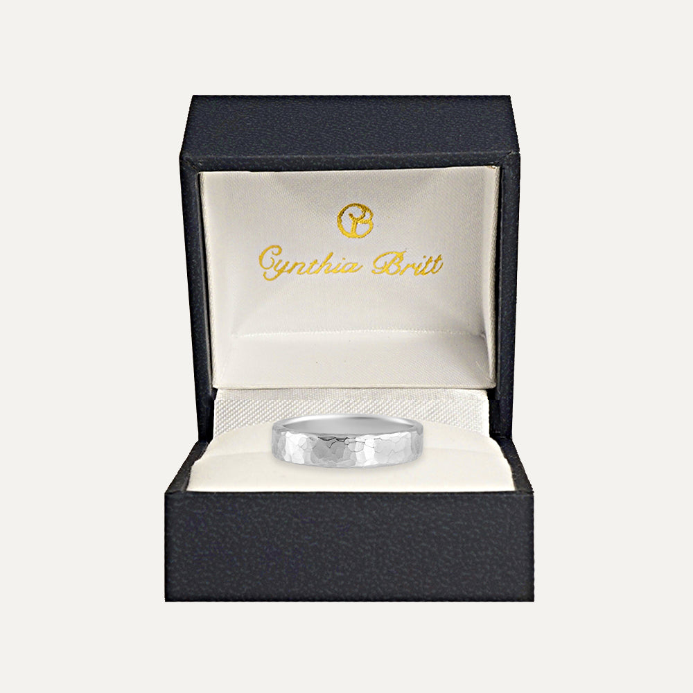 Platinum Hammered Men's Ring