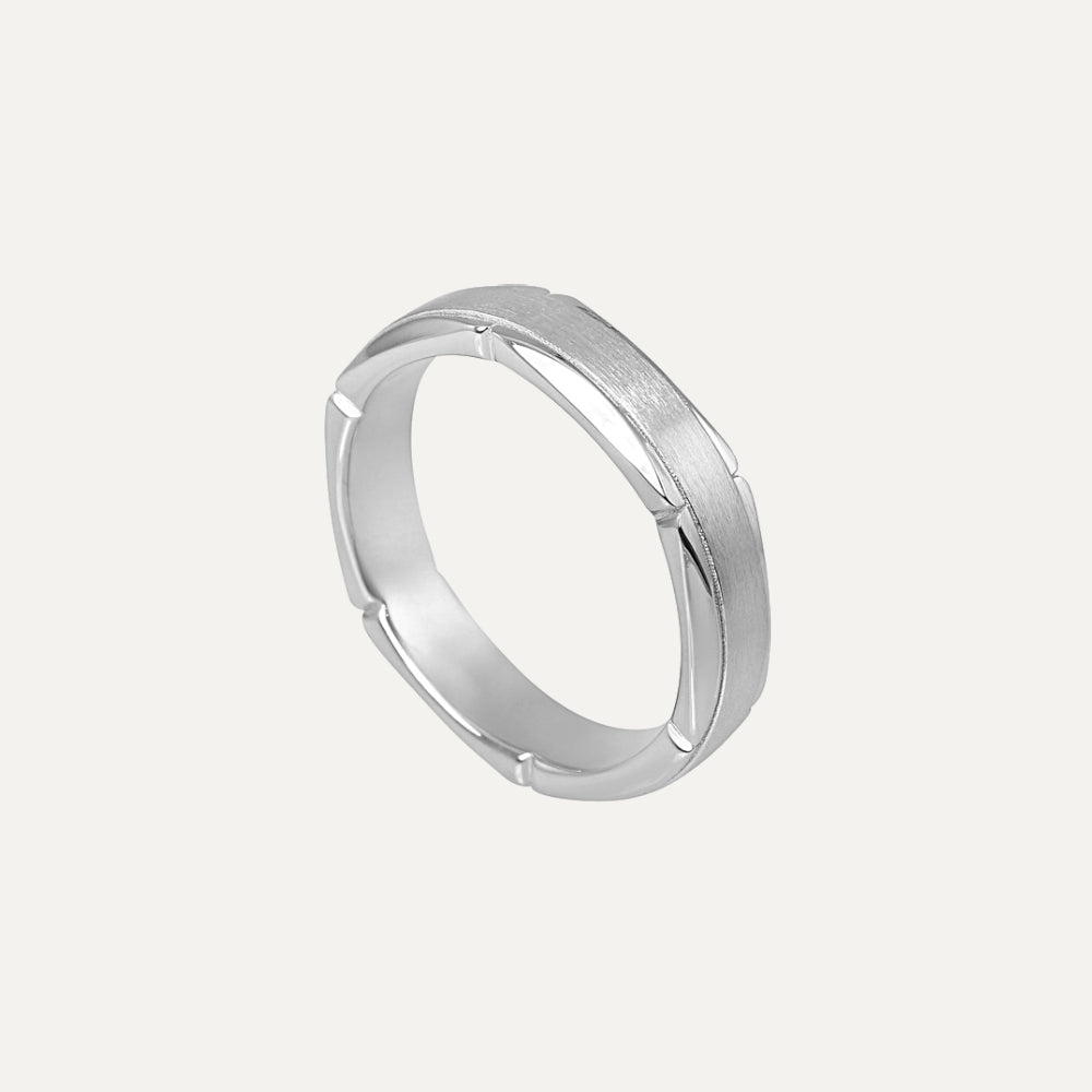 Platinum Scalloped Men’s Wedding Band Ring