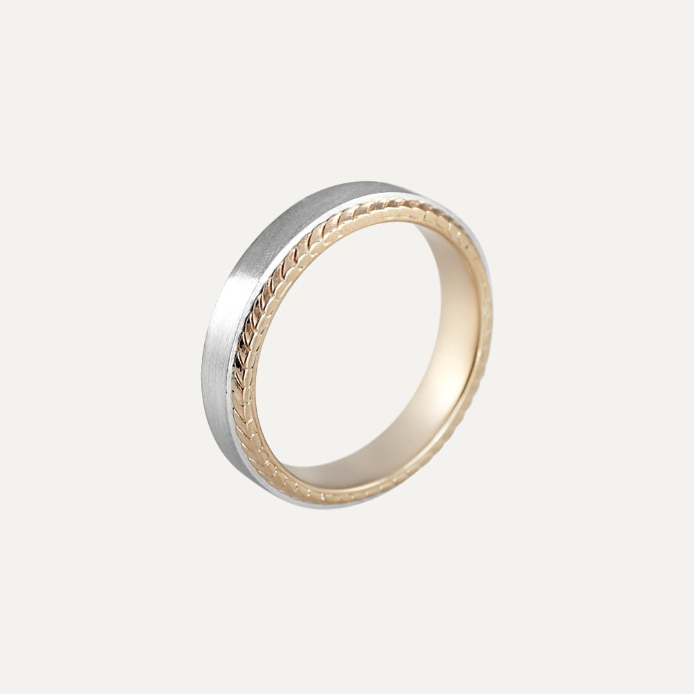 Platinum and Textured Rose Gold Men’s Wedding Band Ring