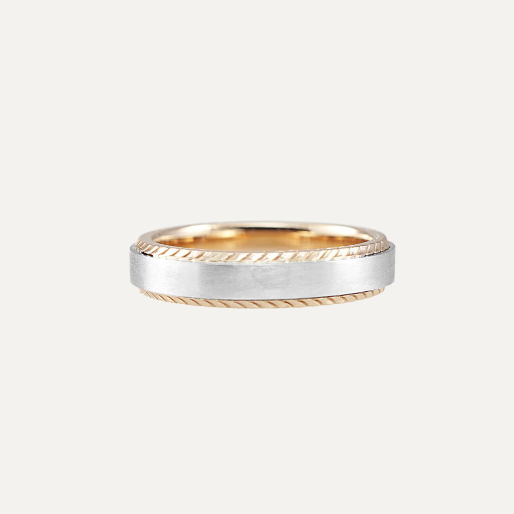 Platinum and Textured Rose Gold Men’s Wedding Band Ring