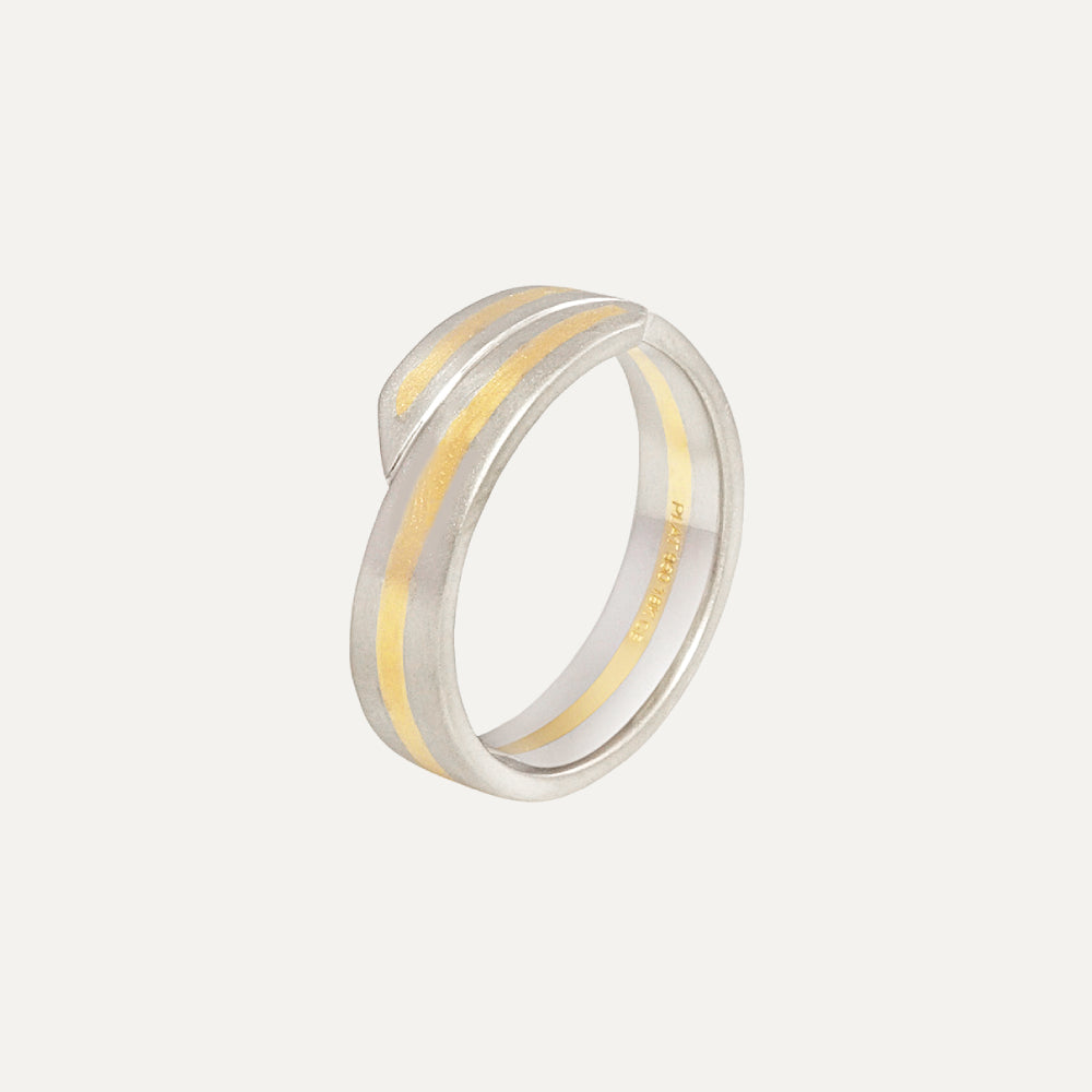 Platinum and Yellow Gold Ribbon Men's Wedding Band Ring