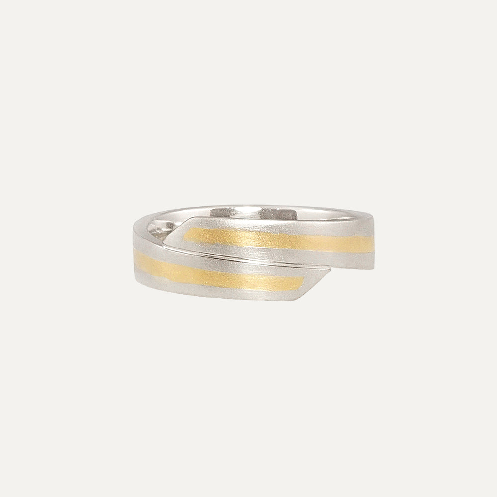 Platinum and Yellow Gold Ribbon Men's Wedding Band Ring