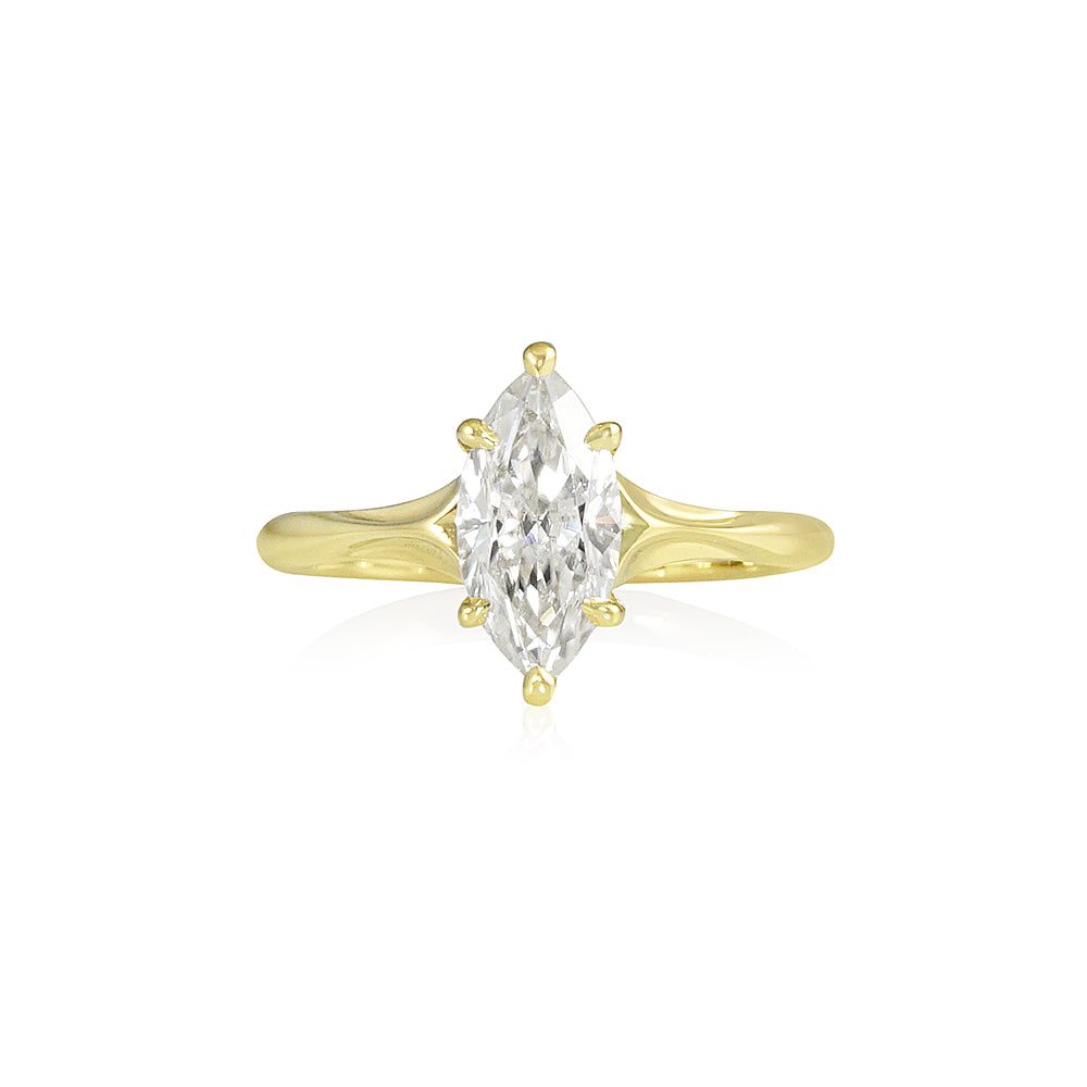 Green Gold Marquise Solitaire Engagement Ring for Polly