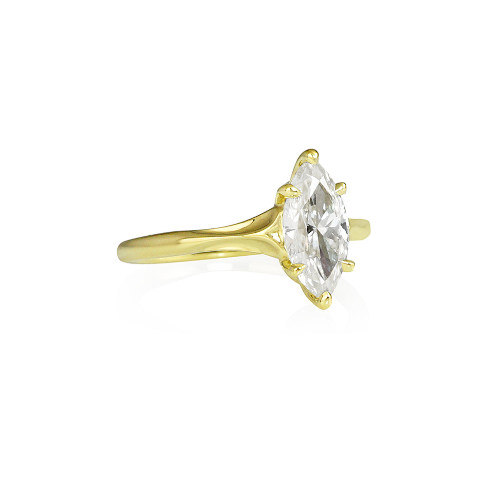 Green Gold Marquise Solitaire Engagement Ring for Polly