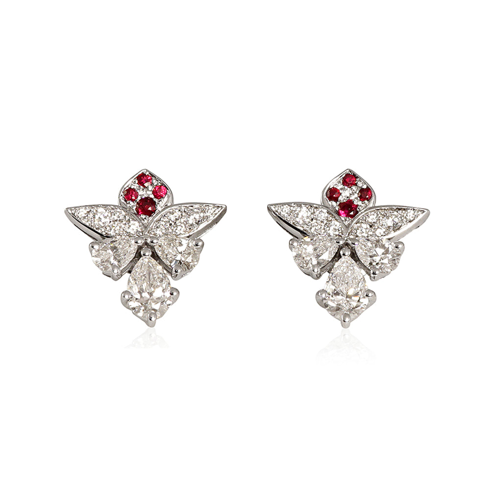 Cynthia Britt Ruby and Diamond Stud Earrings