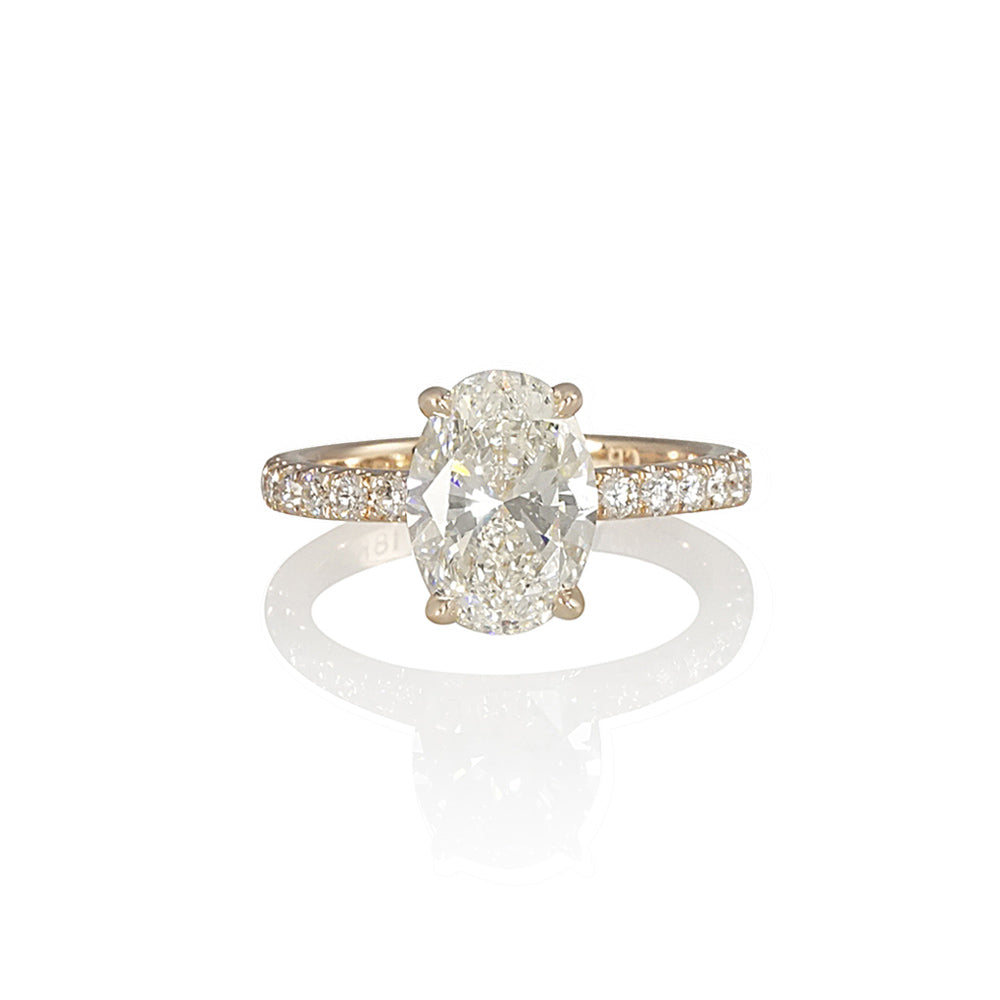 Rose Gold Oval Diamond Engagement Ring with Diamond Band for Rachael