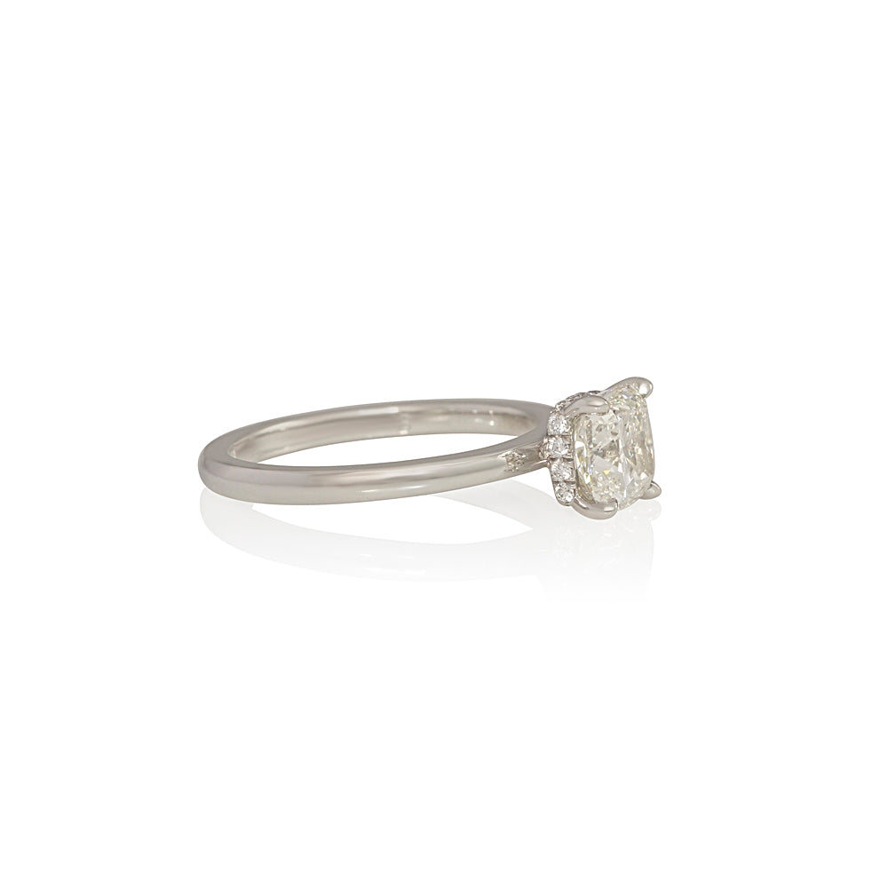 Cushion Cut Diamond with Diamond Collar Engagement Ring for Rachel