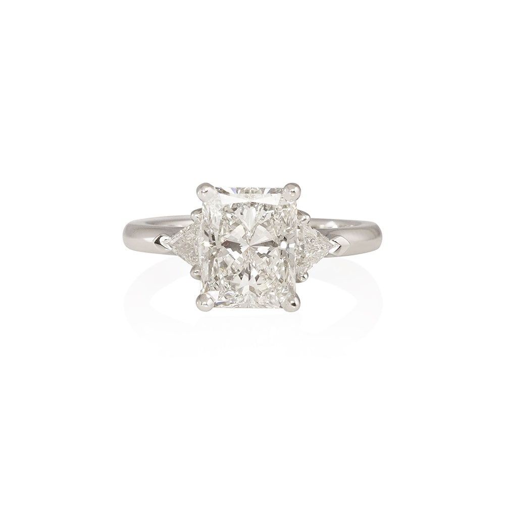 Radiant and Trillion Three Stone Engagement Ring for Erika