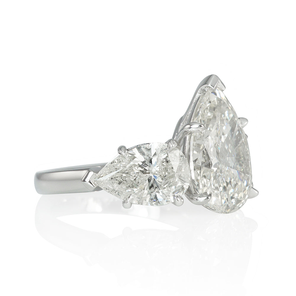 Three Stone Pear-Shaped Diamond Engagement Ring