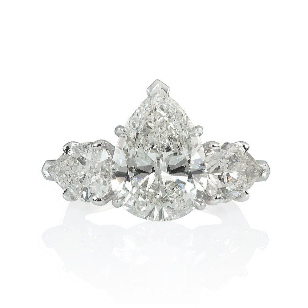 Three Stone Pear-Shaped Diamond Engagement Ring