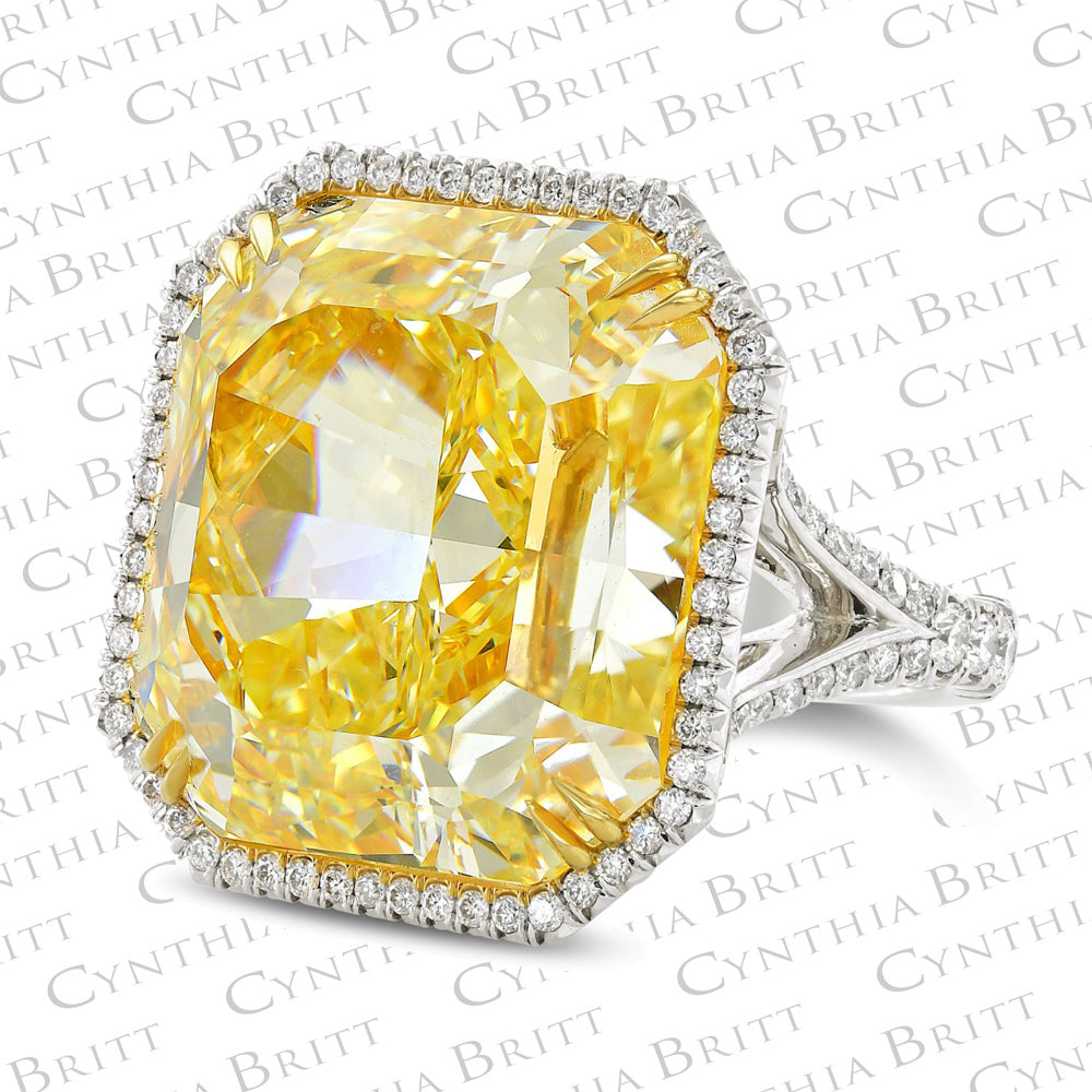 35.75ct Fancy Yellow Radiant Diamond Ring