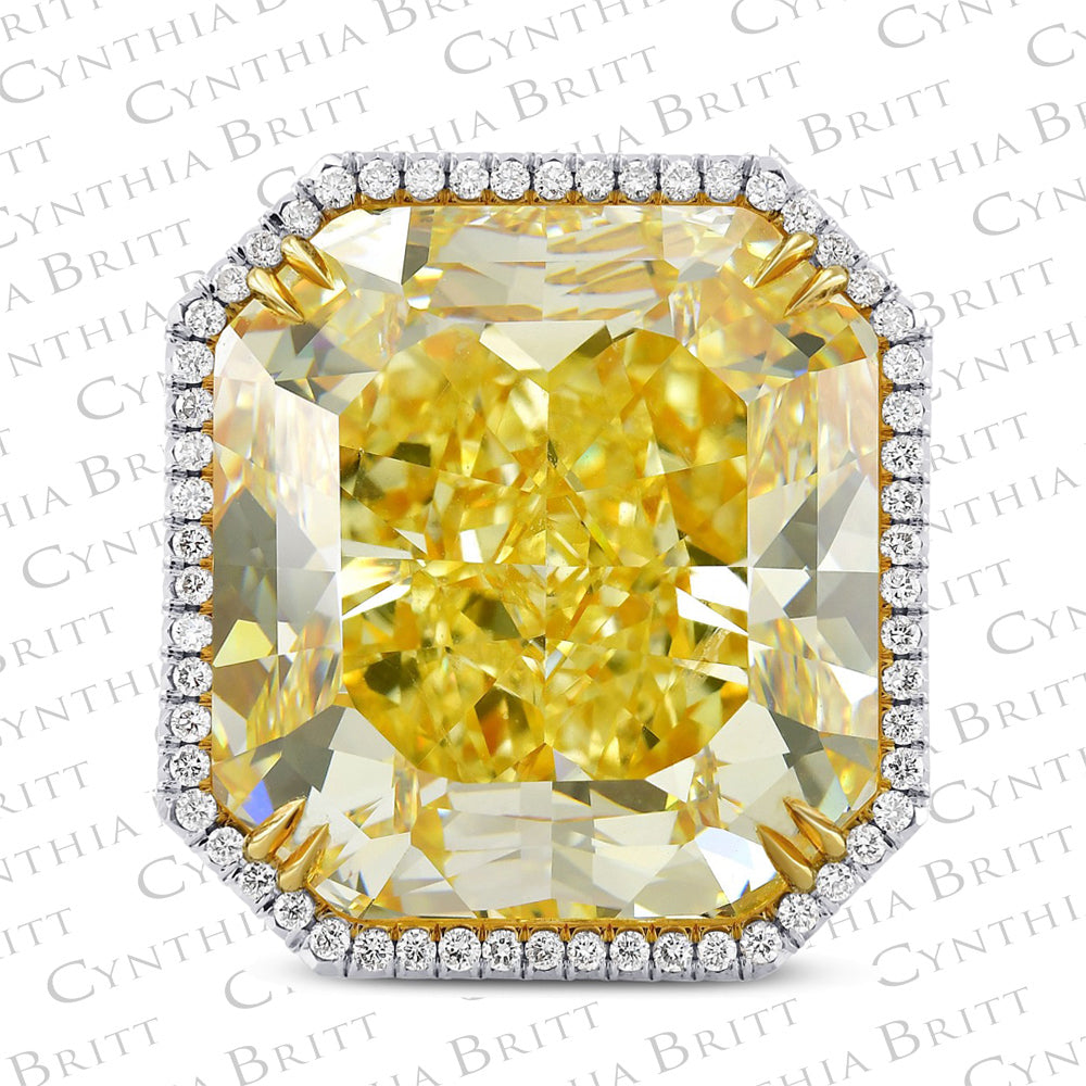 35.75ct Fancy Yellow Radiant Diamond Ring