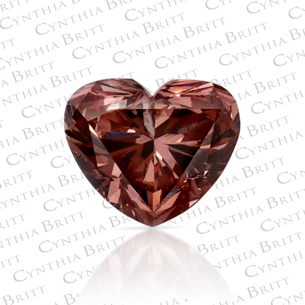 0.37ct Fancy Deep Brownish Orangey Pink Heart Diamond