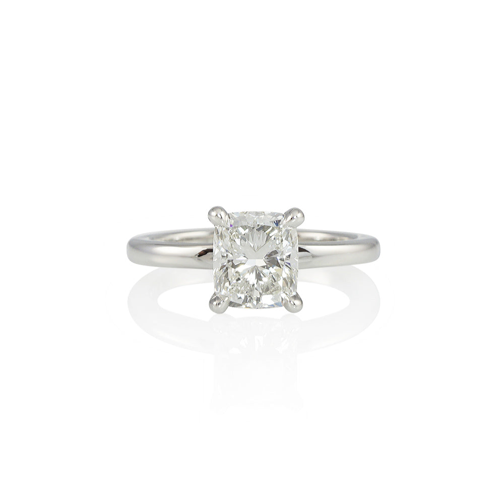 Cushion Cut and Diamond Basket Engagement Ring for Rebecca