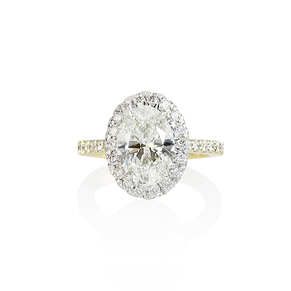 Two Tone Oval Diamond Halo Ring for Regan