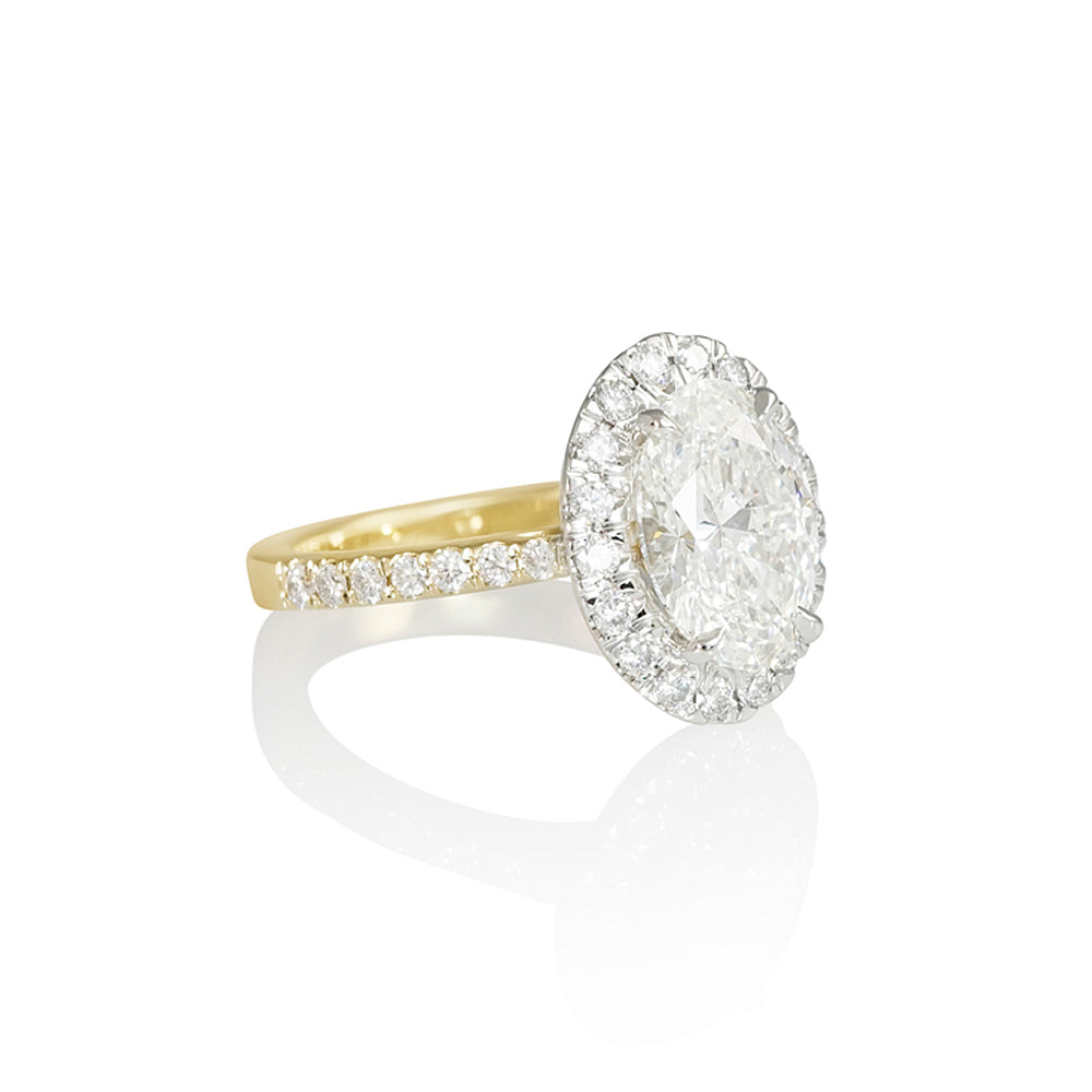 Two Tone Oval Diamond Halo Ring for Regan