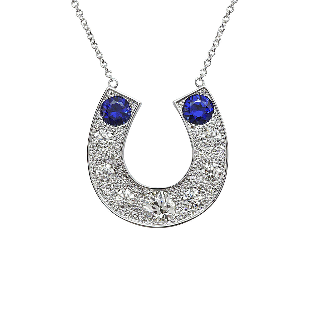 Sapphire and Diamond Horseshoe Pendant for Reiko