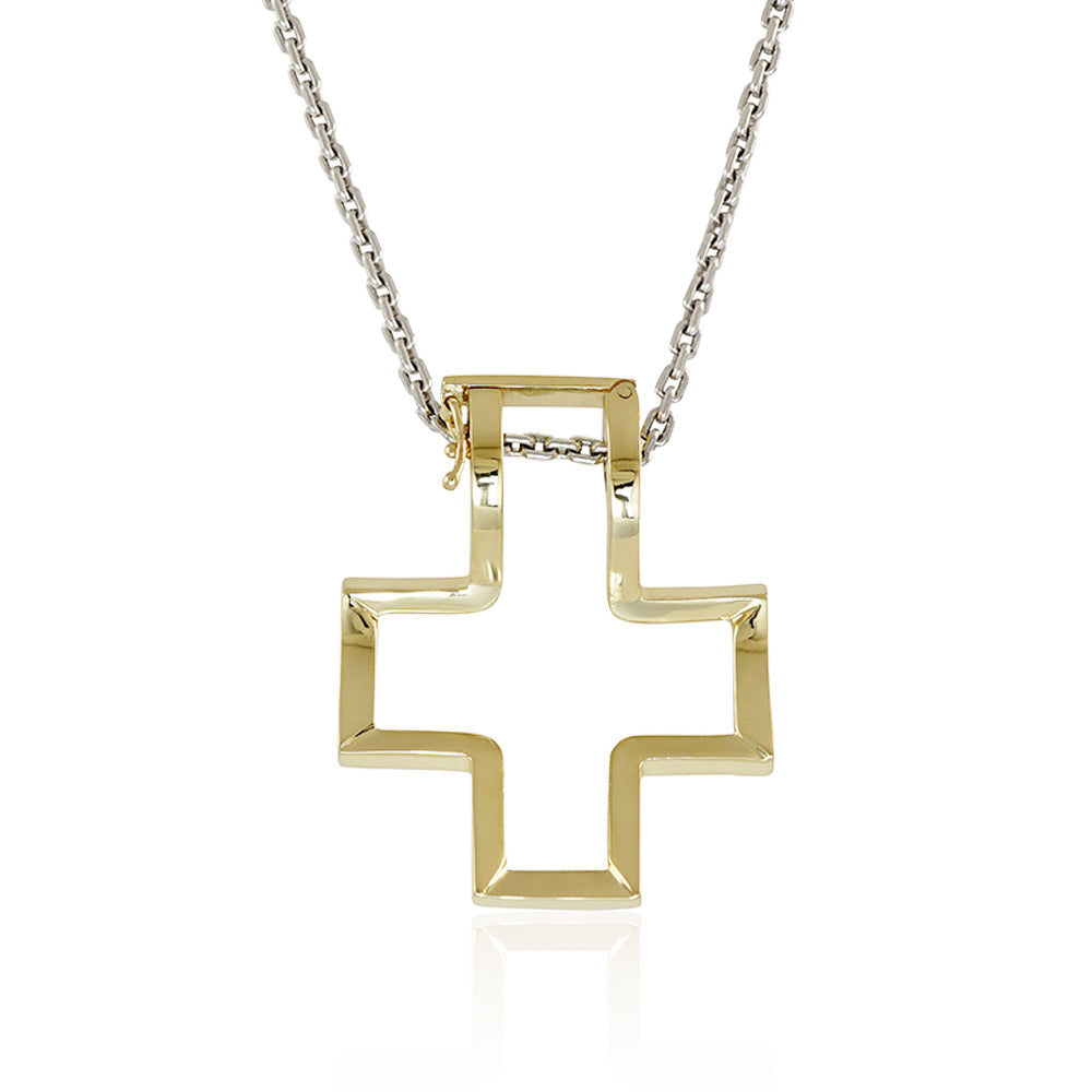 Two Tone Cross Ring Holder Necklace