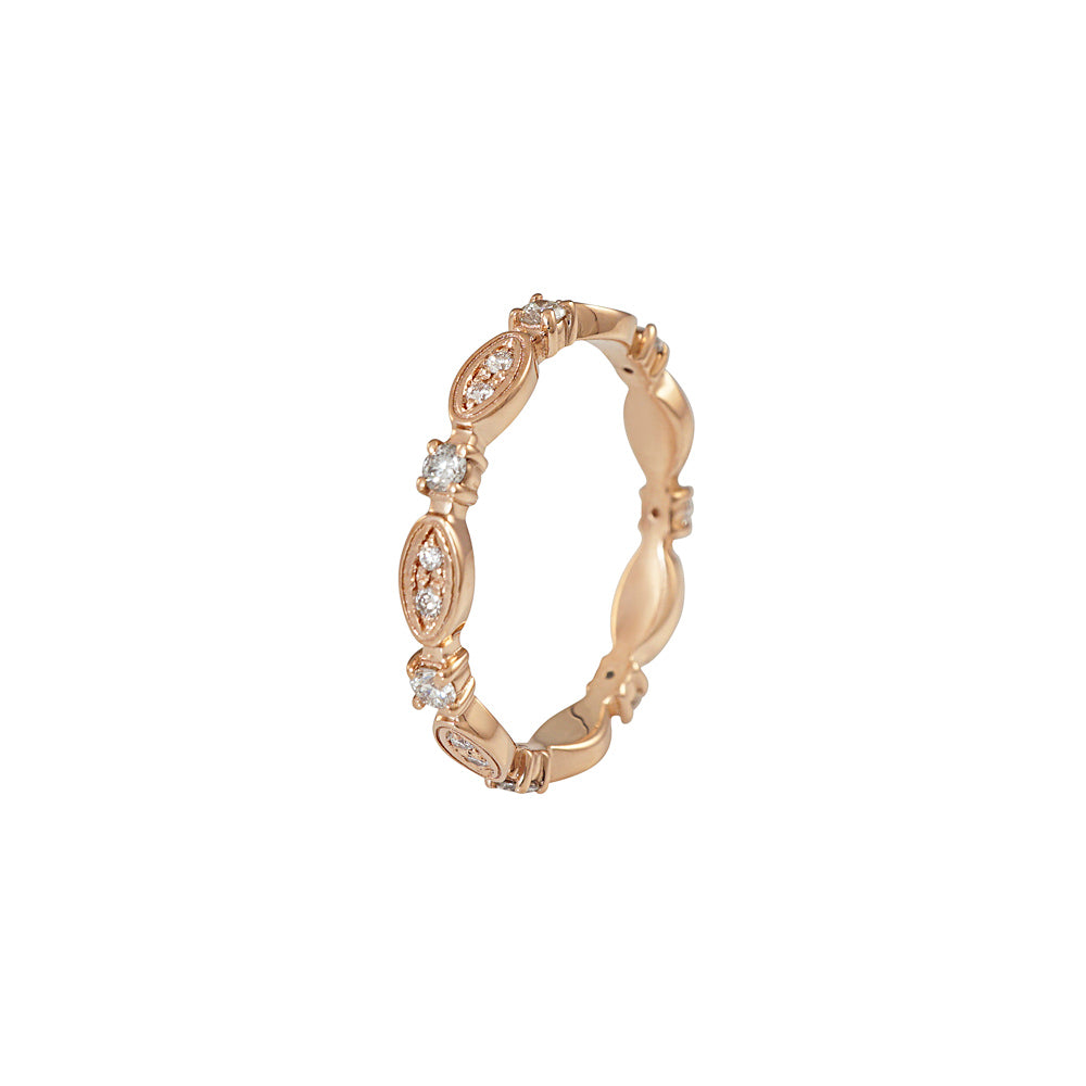 Oval and Round Rose Gold Eternity Band