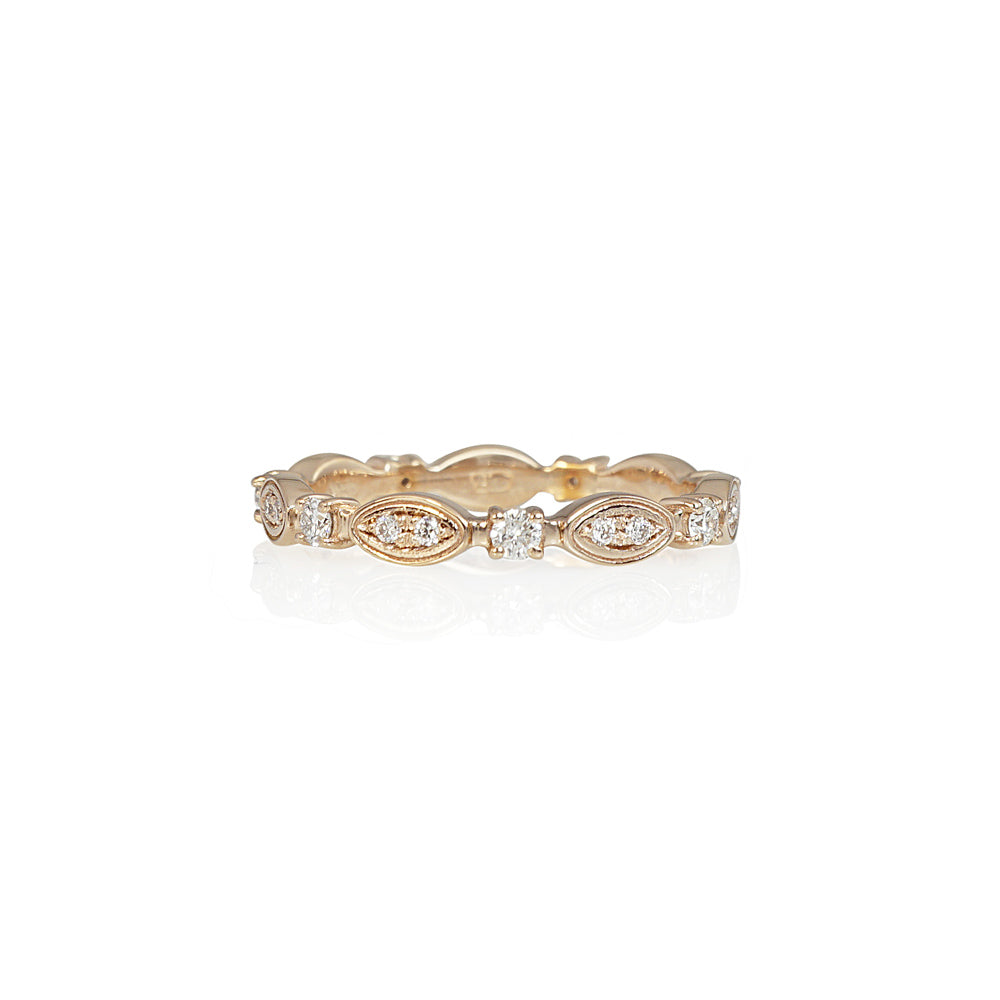 Oval and Round Rose Gold Eternity Band