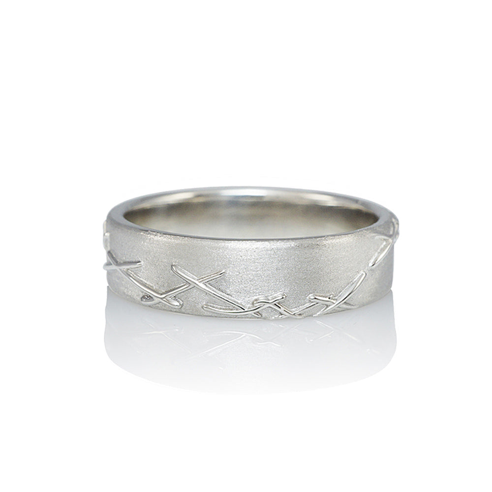 Platinum Bird Nest Men's Wedding Band For Ross