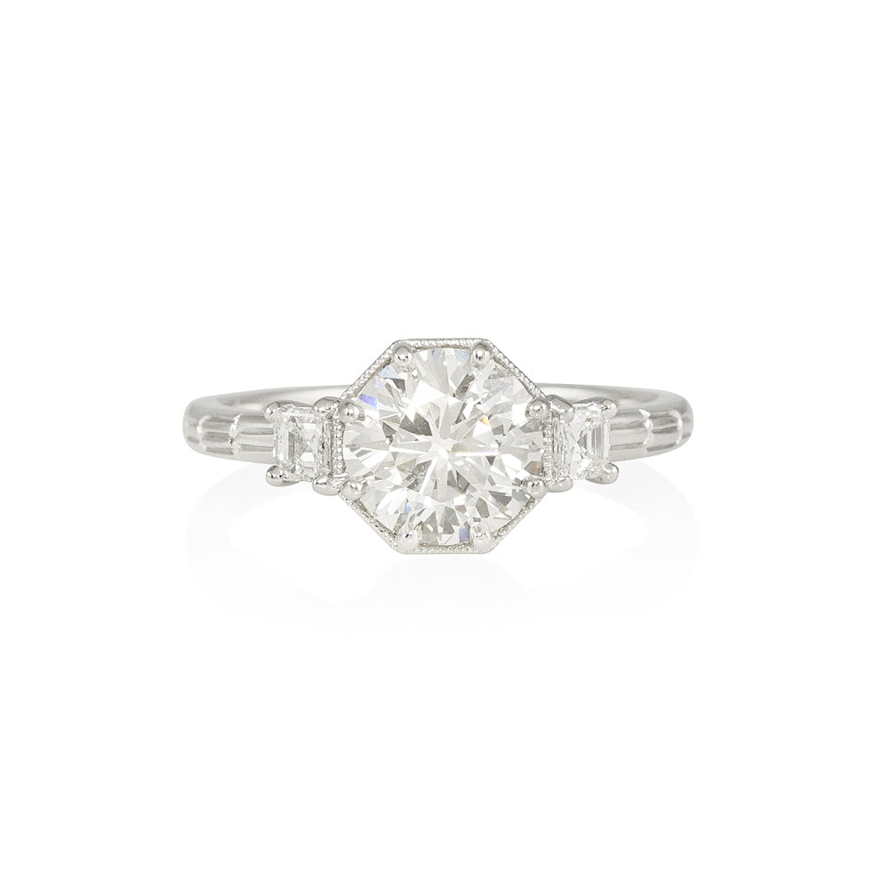 Round and Trapezoids Art Deco Engagement Ring for Charlotte