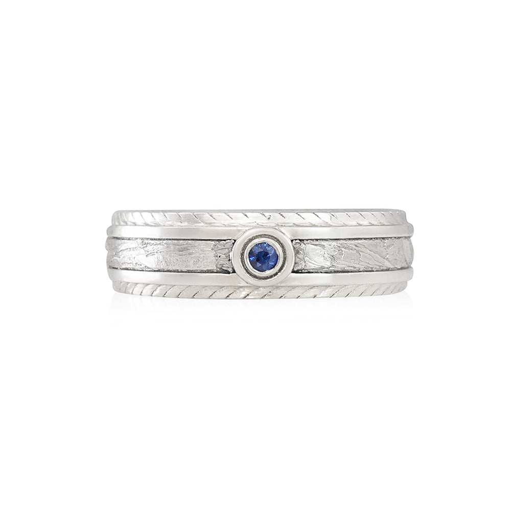 Sapphire and Meteorite Wedding Band for Ryan