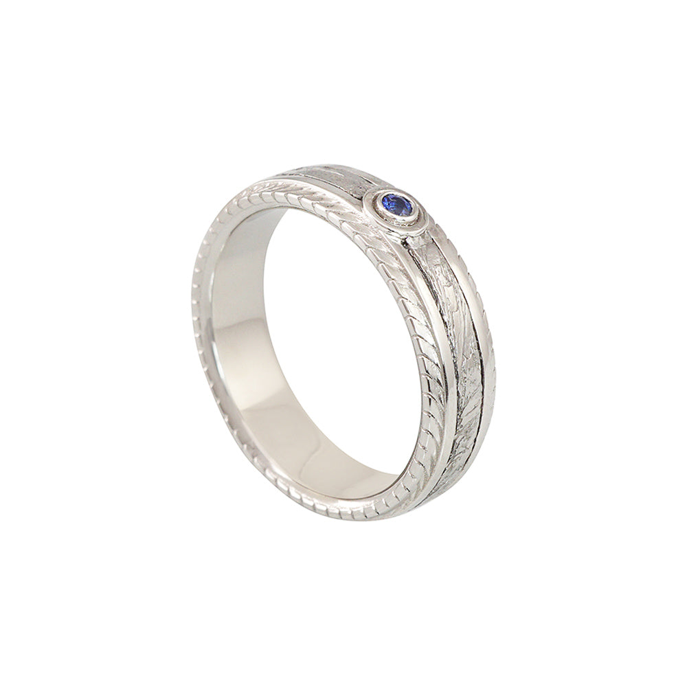 Sapphire and Meteorite Wedding Band for Ryan