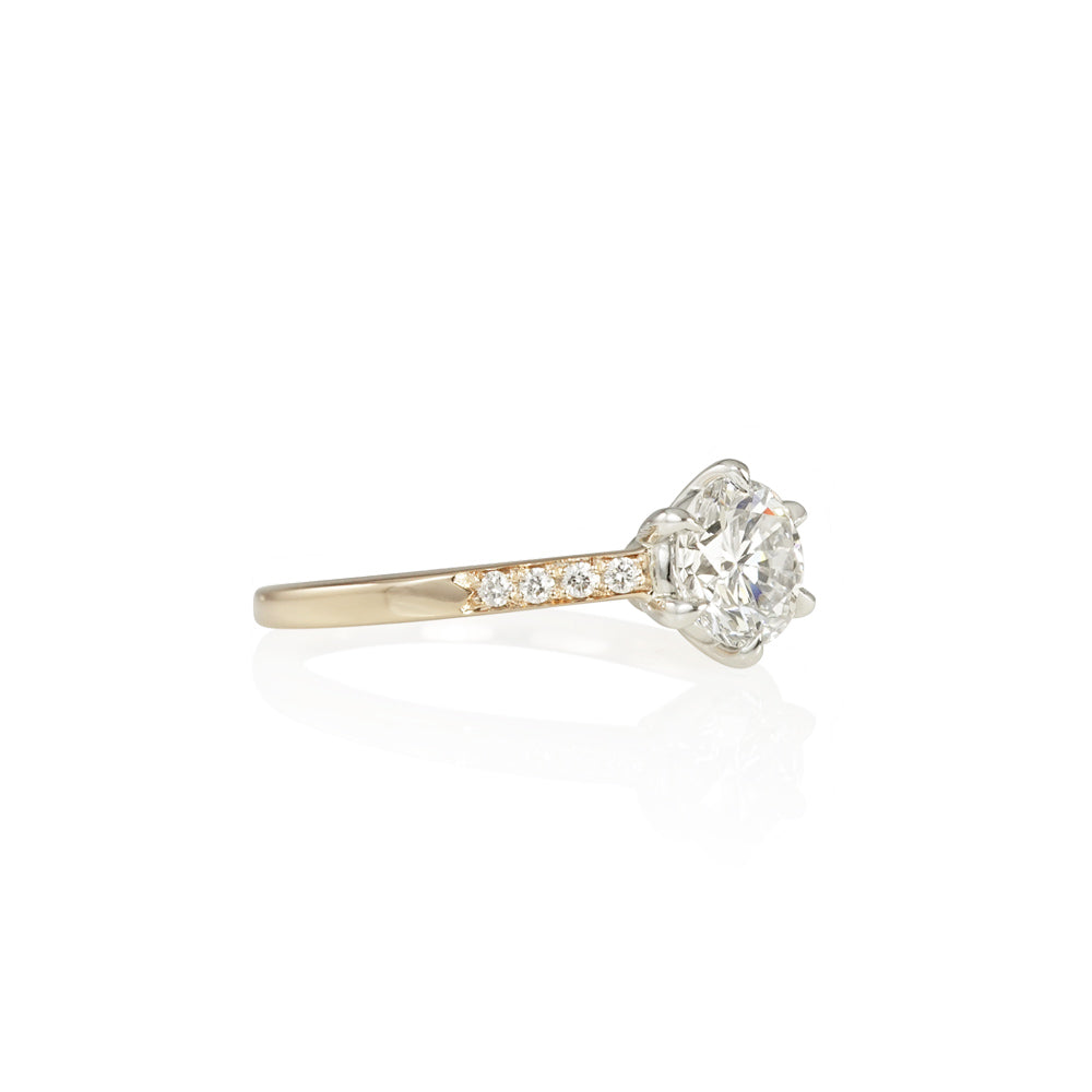 Two Tone Six Prong Diamond Engagement Ring for Samantha