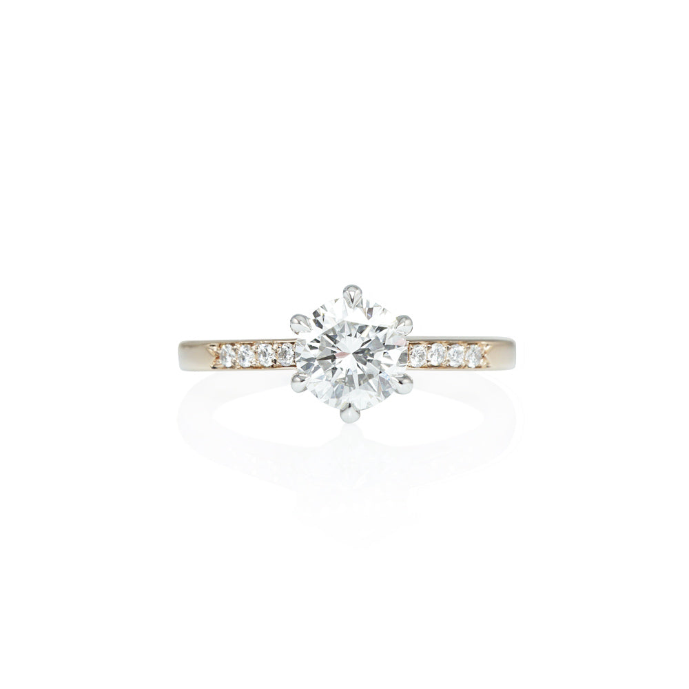 Two Tone Six Prong Diamond Engagement Ring for Samantha