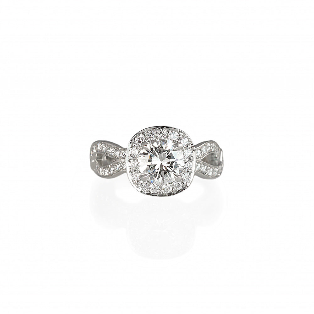 Samantha Halo And Diamond Weave Engagement Ring