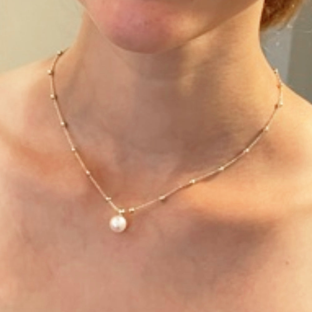 Pearl with Gold Bead Chain Necklace for Samantha