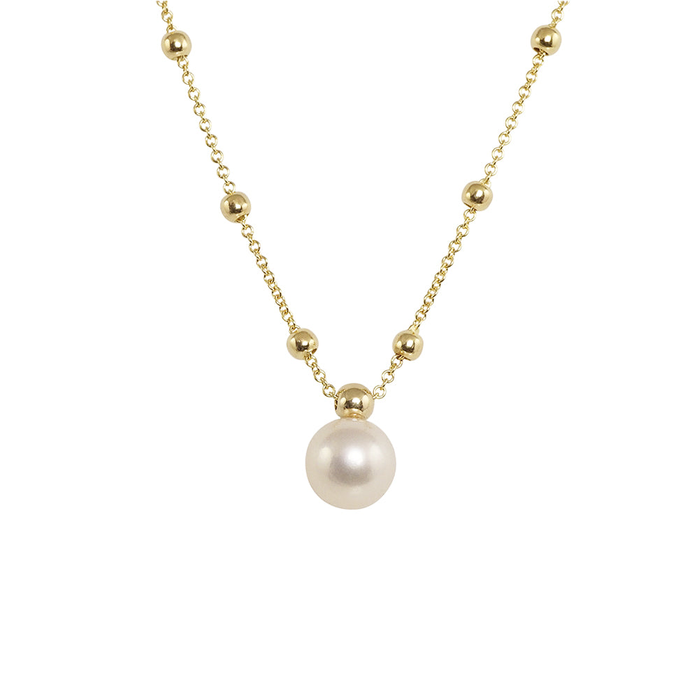 Pearl with Gold Bead Chain Necklace for Samantha