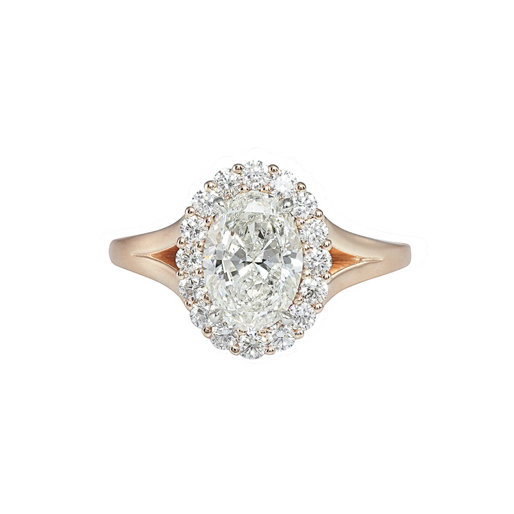 Oval Halo and Split Shank Engagement Ring for Samantha