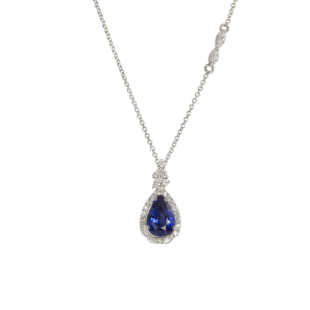 Fantasy Pear-Shaped Blue Sapphire Necklace