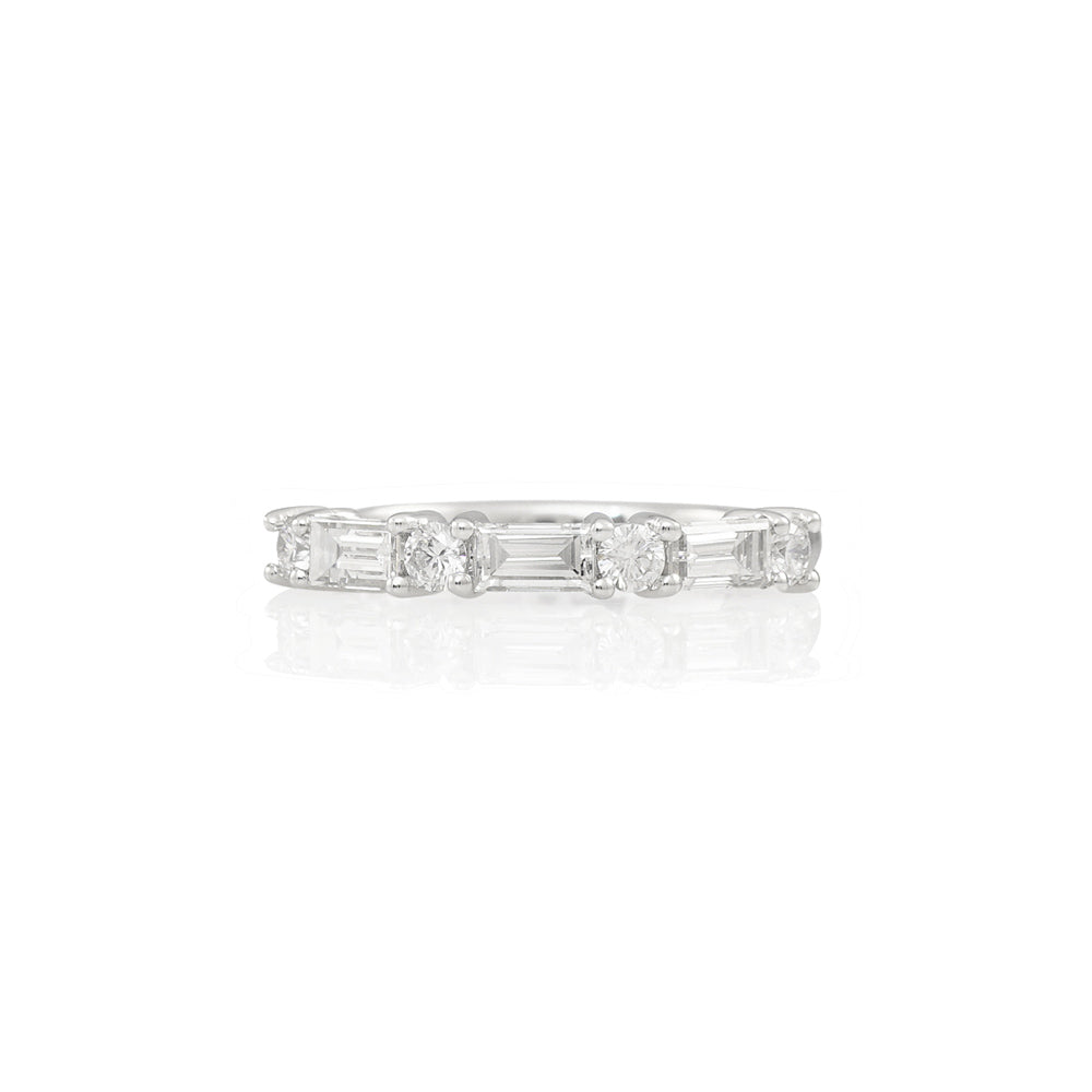 Alternating Round and Baguette Diamond Wedding Band for Sarah