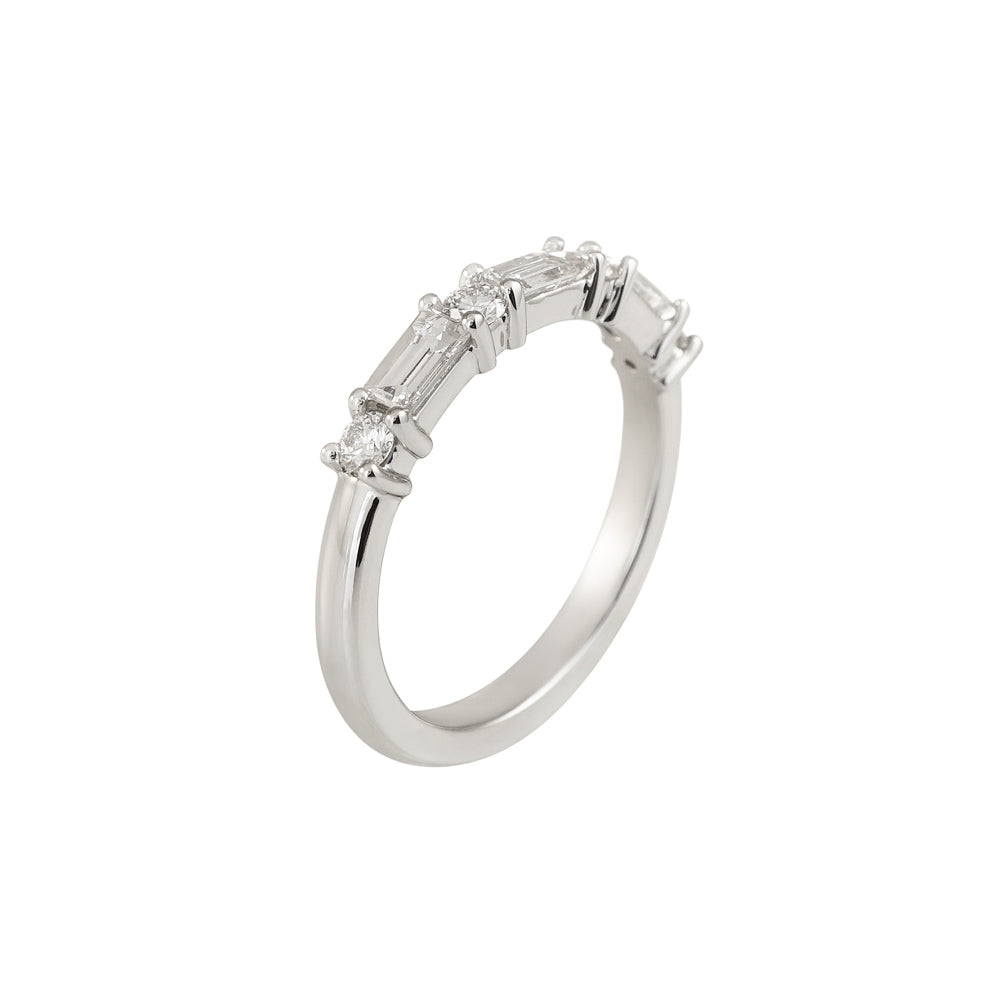 Alternating Round and Baguette Diamond Wedding Band for Sarah