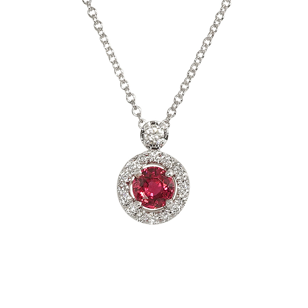 Spinel and Diamond Halo Pendant