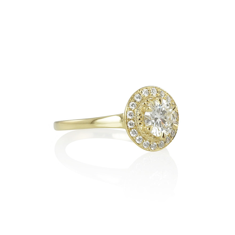 Yellow Gold Diamond Halo Engagement Ring for Sarah