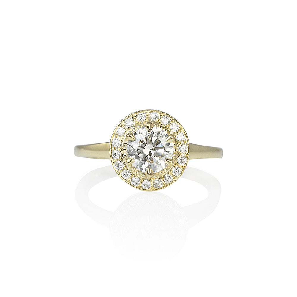 Yellow Gold Diamond Halo Engagement Ring for Sarah