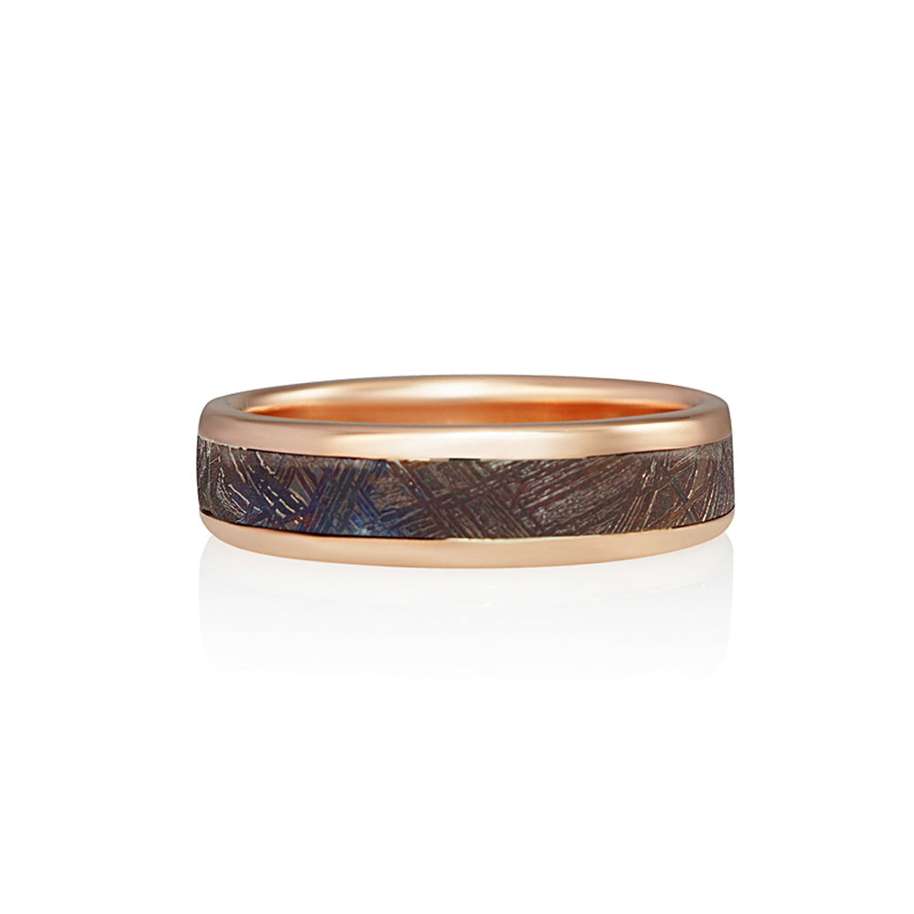 Rose Gold Meteorite Men's Wedding Band