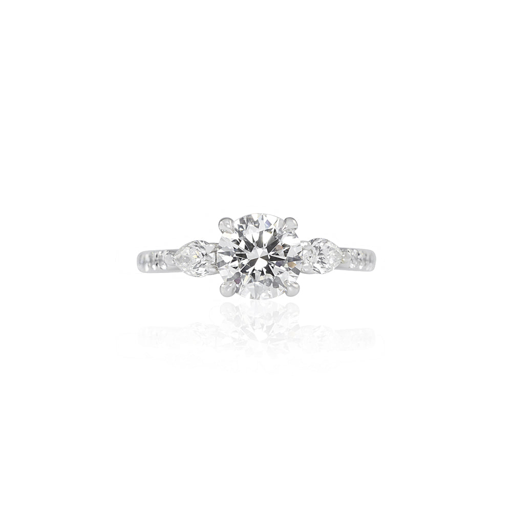 Three Stone and Diamond Band Engagement Ring for Serena