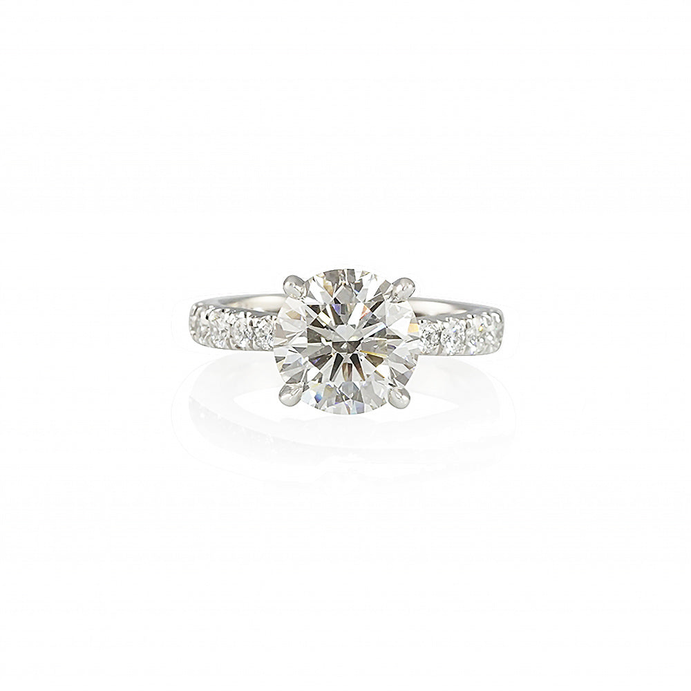 Signature Cynthia Britt Solitaire Engagement Ring with Diamond Band for Elizabeth