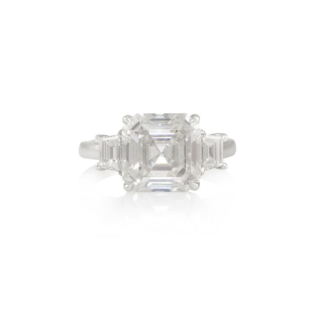 Asscher and Trapezoids Trilogy Engagement Ring for Susan